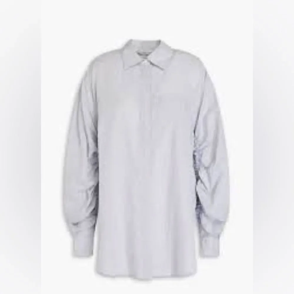 3.1 Phillip Lim Ruched Long Sleeve Denim Chambray Button Down Shirt Size 8
